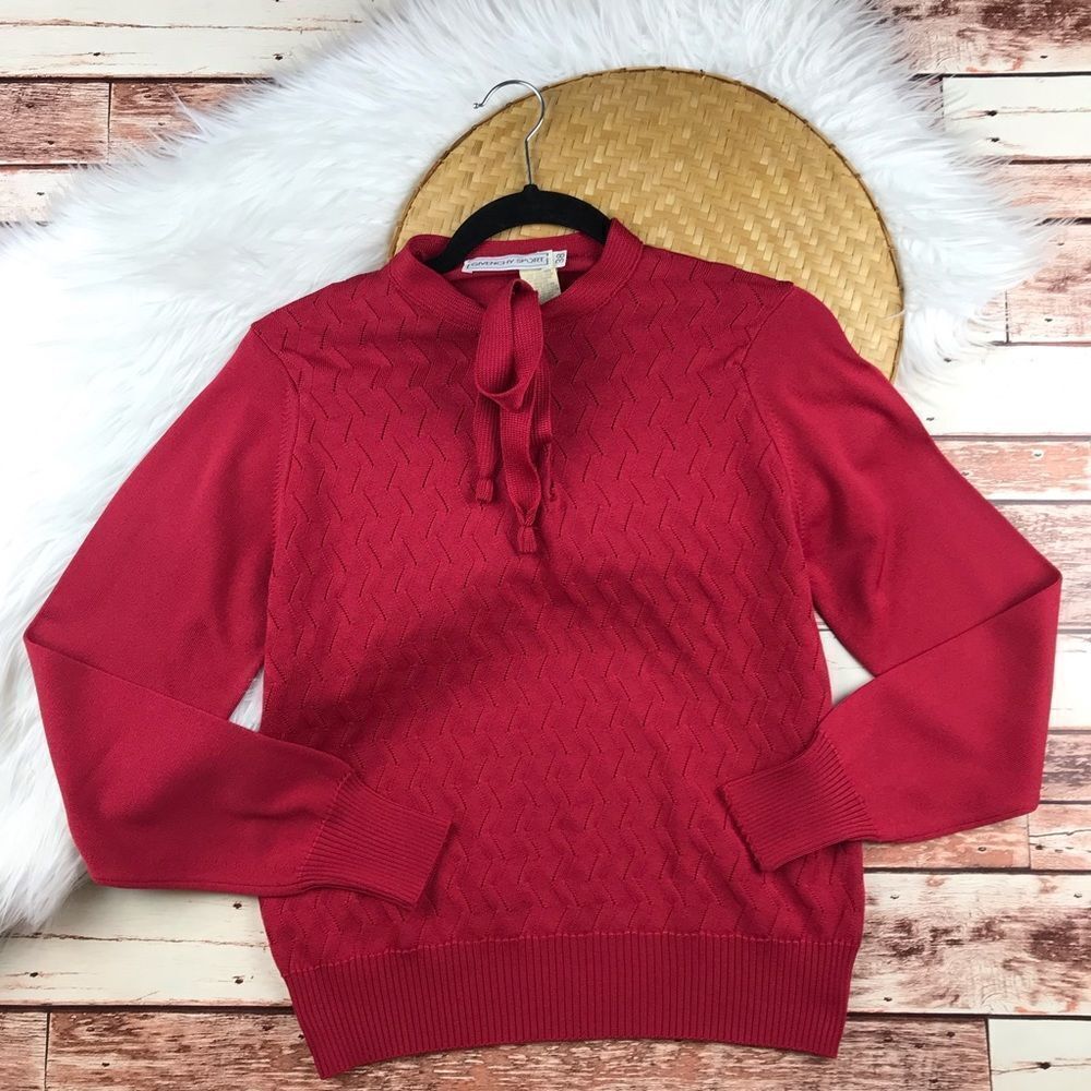 Vintage 1980’s givenchy sport red neck‎ tie sweater